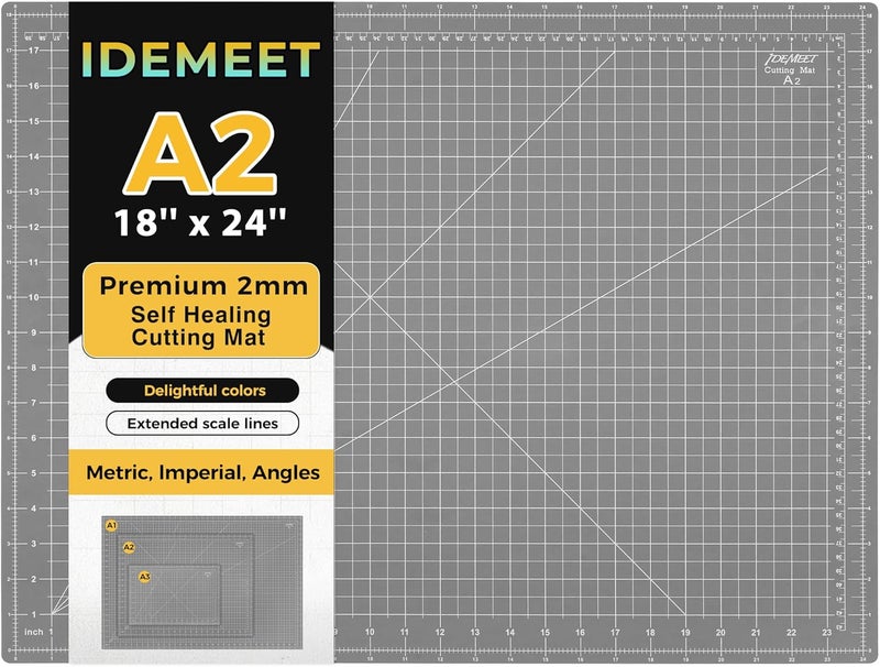Idemeet Premium 18" x 24" Self Healing Sewing Mat, Non-slip A2 Cutting Mat for Quilting, 5-Ply Rotary Cutting Board Double-Sided for Crafts Cutting Fabric Scrapbooking Modeling Projects, Anthracite Gray - Image 1